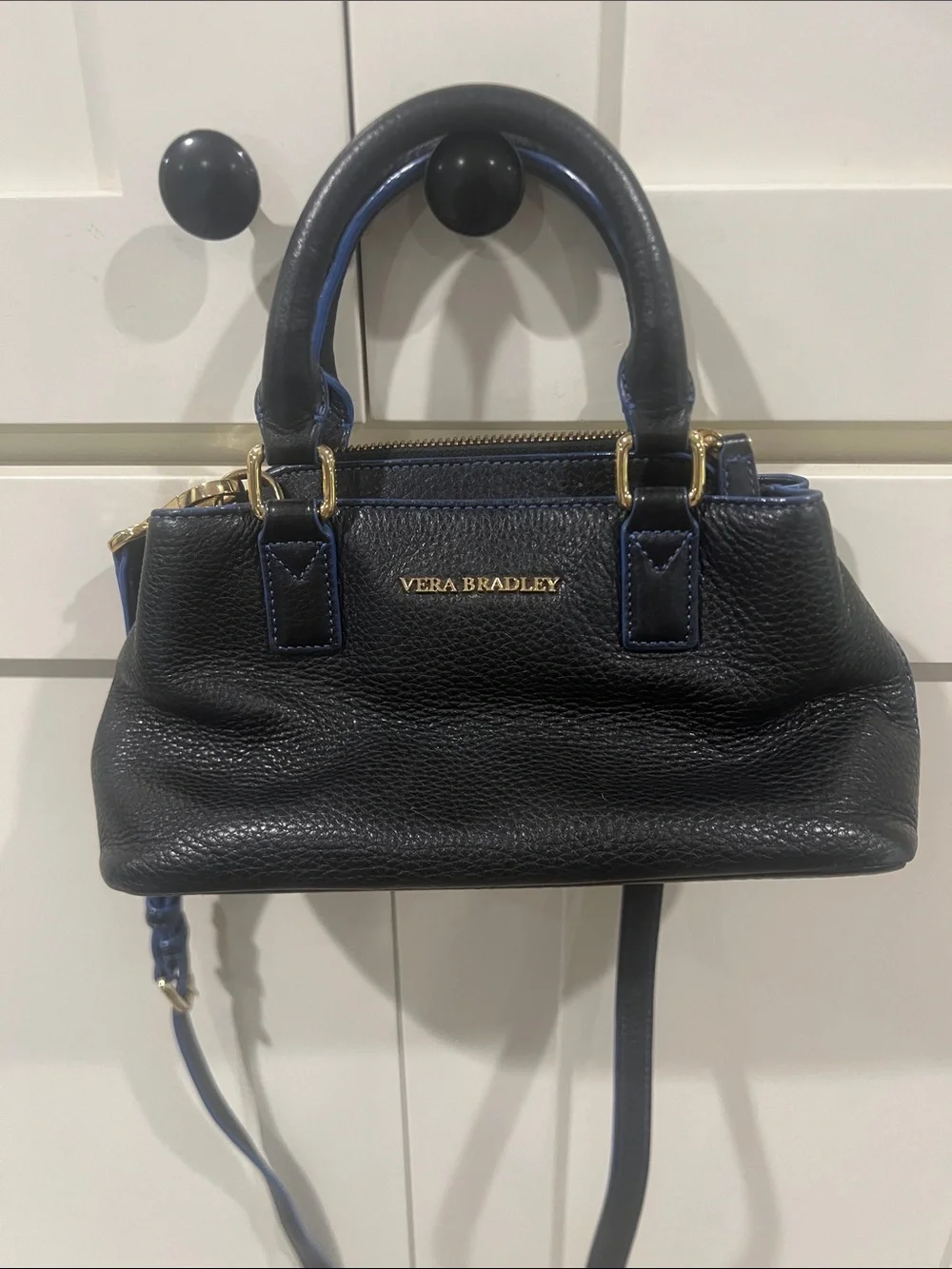 Vera Bradley Leather Emma Mini Crossbody In Black